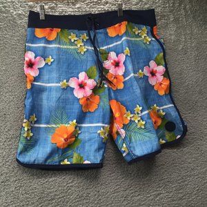 Body Glove Floral Blue Mens Swim Trunks